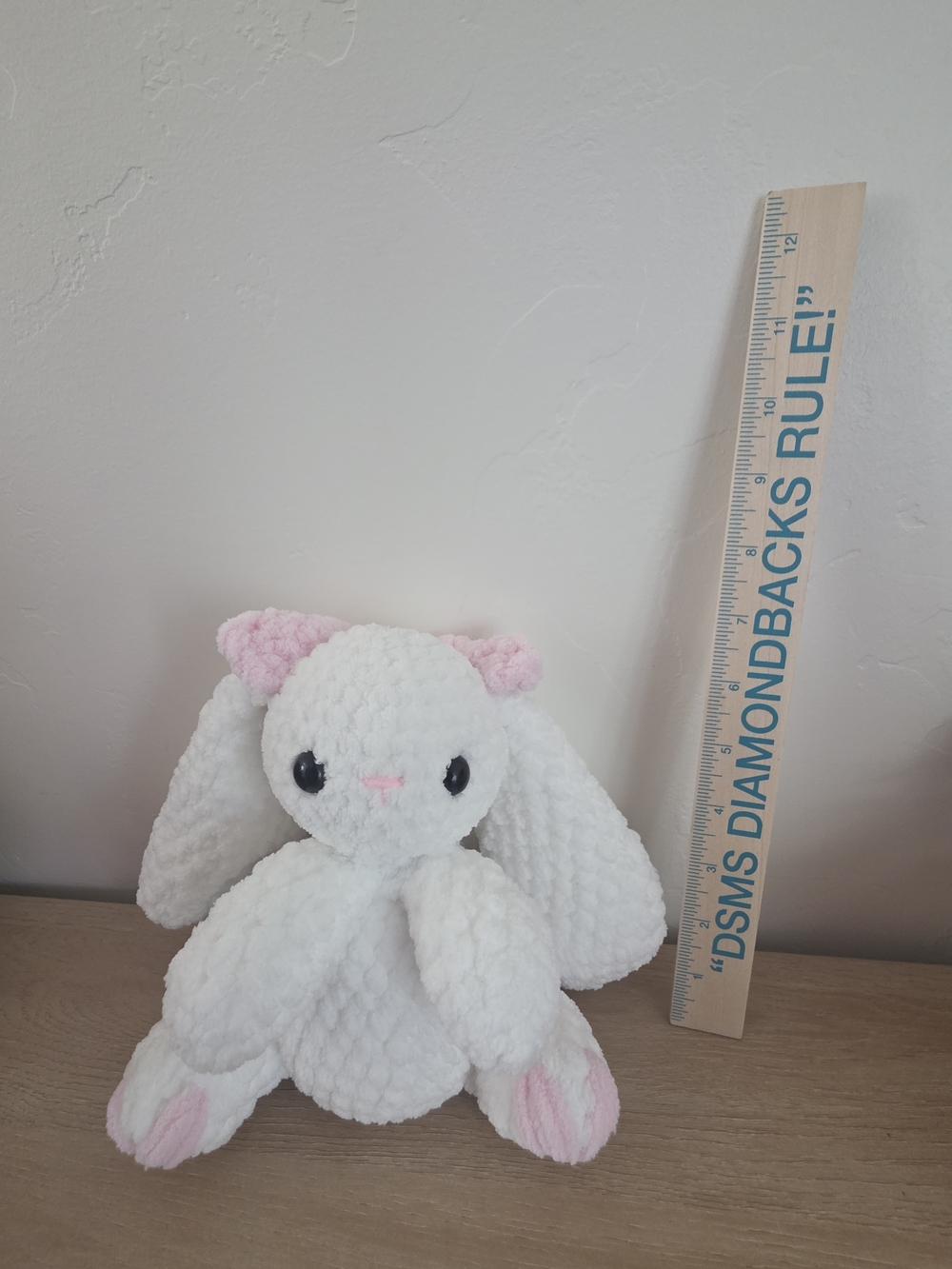 Hand Made Crochet Bunny White & Pink Bunny Plushie Toy - Picture 2 of 4